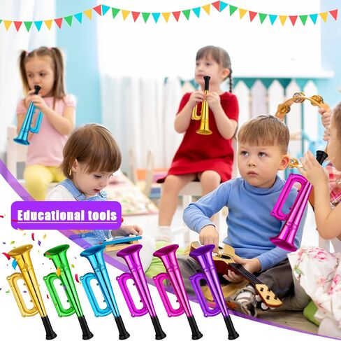 60 Pack Mini Trumpet Toys Kid Trumpet Instrument Noise Makers Assorted Colors Plastic Trumpet Horn Musical Educational Toys for Kids Birthday Graduation Party Favors in Saudi Arabia