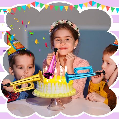60 Pack Mini Trumpet Toys Kid Trumpet Instrument Noise Makers Assorted Colors Plastic Trumpet Horn Musical Educational Toys for Kids Birthday Graduation Party Favors in Saudi Arabia