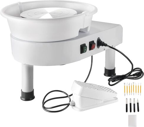 آلة تشكيل عجلة الفخار 25 سم من MAOPINER 350 وات أداة طين كهربائية ذاتية الصنع مع دواسة قدم وحوض قابل للفصل للأعمال الفنية المصنوعة من السيراميك in Kuwait