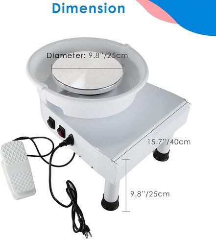 آلة تشكيل عجلة الفخار 25 سم من MAOPINER 350 وات أداة طين كهربائية ذاتية الصنع مع دواسة قدم وحوض قابل للفصل للأعمال الفنية المصنوعة من السيراميك in Kuwait