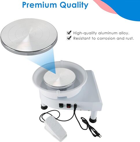 آلة تشكيل عجلة الفخار 25 سم من MAOPINER 350 وات أداة طين كهربائية ذاتية الصنع مع دواسة قدم وحوض قابل للفصل للأعمال الفنية المصنوعة من السيراميك in Kuwait