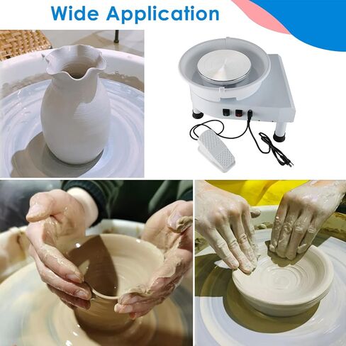 آلة تشكيل عجلة الفخار 25 سم من MAOPINER 350 وات أداة طين كهربائية ذاتية الصنع مع دواسة قدم وحوض قابل للفصل للأعمال الفنية المصنوعة من السيراميك in Kuwait