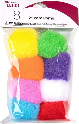 Cousin DIY Multicolor 2 inch Poms, 8 Pack in Saudi Arabia