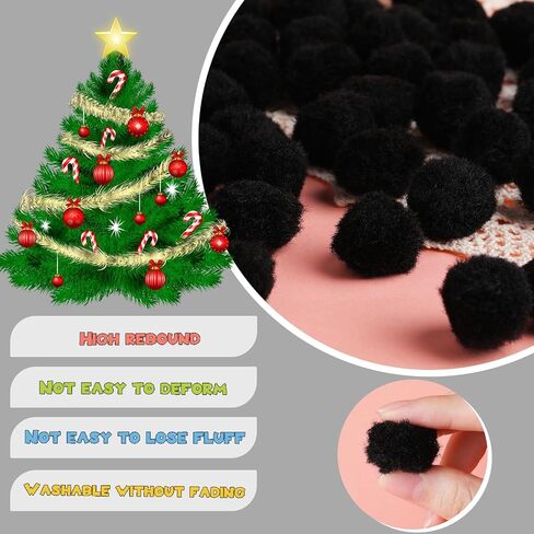 LOKUNN 1 Inch Pom Poms, 60 Pcs Red Craft Pom Poms 24 Pcs Googly Eyes in Kuwait
