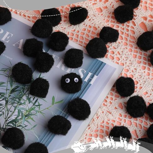 LOKUNN 1 Inch Pom Poms, 60 Pcs Red Craft Pom Poms 24 Pcs Googly Eyes in Kuwait