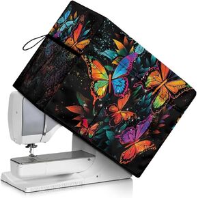 Goronwyfloyd Hummingbird Floral Pattern Sewing Machine Dust Cover with Pocket for Sewing Machine Accessories Compatible with Singer and Brother Sewing Machine Foldable and Machine Washable