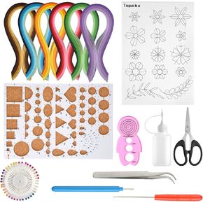 TUPARKA 15 PCS Paper Quilling Kits with 29 Colors 600 Strips, Paper Quilling Tools and Supplies DIY Design Drawing Handcraft Tool