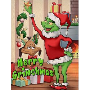 مجموعات الطلاء الماسي لعيد الميلاد من NAIMOER للبالغين، مجموعات فنية ماسية Grinch الماسية من Geming لديكور الحائط المنزلي, 12X16in in Kuwait