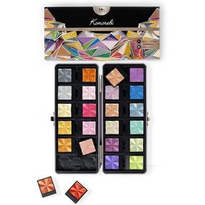 MozArt Supplies Komorebi Professional Metallic Watercolor Set - Portable Metal Box with Safety Lock and Fully Detachable Pans for Easy Customization - 24 Shimmering Colors for Arts and Crafts