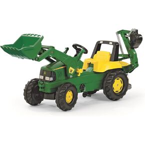 rolly toys John Deere Pedal Tractor with Working Loader and Backhoe Digger, Youth Ages 3+