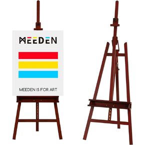 MEEDEN حامل كبير للرسامين قابل للتعديل من خشب الزان الصلب، حامل استوديو للبالغين مع حامل فرشاة، يحمل قماشًا يصل إلى 48 بوصة