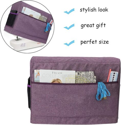 غطاء ماكينة الخياطة KOKNIT مع جيوب تخزين، غطاء غبار مبطن قابل للطي يناسب معظم ماكينات Brother & Singer القياسية (أسود) in Kuwait