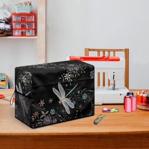 غطاء غبار لآلة الخياطة بنمط الزهور من Goronwyfloyd Hummingbird مع جيب لملحقات ماكينة الخياطة المتوافقة مع ماكينة الخياطة Singer and Brother، قابلة للطي ويمكن غسلها في الغسالة in Kuwait