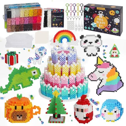 Fuse Beads Kit, 12000 PCs 5mm 48 Colors Fuse Beads Set for Kids Arts and Crafts, Christmas Birthday Gift Crafts for Boys Girls Age 5 6 7 8 9 10 Year Old in Kuwait