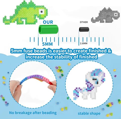 Fuse Beads Kit, 12000 PCs 5mm 48 Colors Fuse Beads Set for Kids Arts and Crafts, Christmas Birthday Gift Crafts for Boys Girls Age 5 6 7 8 9 10 Year Old in Kuwait