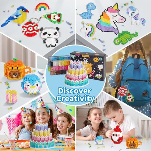 Fuse Beads Kit, 12000 PCs 5mm 48 Colors Fuse Beads Set for Kids Arts and Crafts, Christmas Birthday Gift Crafts for Boys Girls Age 5 6 7 8 9 10 Year Old in Kuwait