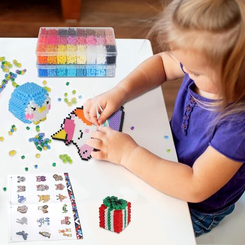 Fuse Beads Kit, 12000 PCs 5mm 48 Colors Fuse Beads Set for Kids Arts and Crafts, Christmas Birthday Gift Crafts for Boys Girls Age 5 6 7 8 9 10 Year Old in Kuwait