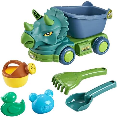 ألعاب الشاطئ من إيجيتوي، ألعاب رمل الديناصورات مع شاحنة قلابة، علبة سقي، مجرفة وأشعل النار، حقيبة شبكية، قوالب رمل الحيوانات، قلعة رملية، ألعاب رمل للأطفال الصغار والأولاد ألعاب رمل للأطفال من سن 3 إلى 10 سنوات in Kuwait