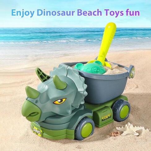 ألعاب الشاطئ من إيجيتوي، ألعاب رمل الديناصورات مع شاحنة قلابة، علبة سقي، مجرفة وأشعل النار، حقيبة شبكية، قوالب رمل الحيوانات، قلعة رملية، ألعاب رمل للأطفال الصغار والأولاد ألعاب رمل للأطفال من سن 3 إلى 10 سنوات in Kuwait