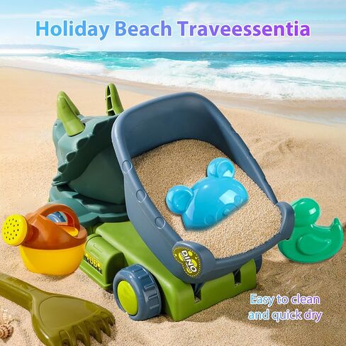 ألعاب الشاطئ من إيجيتوي، ألعاب رمل الديناصورات مع شاحنة قلابة، علبة سقي، مجرفة وأشعل النار، حقيبة شبكية، قوالب رمل الحيوانات، قلعة رملية، ألعاب رمل للأطفال الصغار والأولاد ألعاب رمل للأطفال من سن 3 إلى 10 سنوات in Kuwait