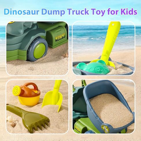 ألعاب الشاطئ من إيجيتوي، ألعاب رمل الديناصورات مع شاحنة قلابة، علبة سقي، مجرفة وأشعل النار، حقيبة شبكية، قوالب رمل الحيوانات، قلعة رملية، ألعاب رمل للأطفال الصغار والأولاد ألعاب رمل للأطفال من سن 3 إلى 10 سنوات in Kuwait