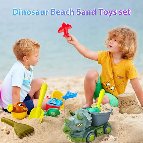 ألعاب الشاطئ من إيجيتوي، ألعاب رمل الديناصورات مع شاحنة قلابة، علبة سقي، مجرفة وأشعل النار، حقيبة شبكية، قوالب رمل الحيوانات، قلعة رملية، ألعاب رمل للأطفال الصغار والأولاد ألعاب رمل للأطفال من سن 3 إلى 10 سنوات in Kuwait
