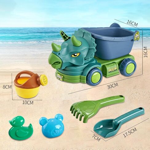 ألعاب الشاطئ من إيجيتوي، ألعاب رمل الديناصورات مع شاحنة قلابة، علبة سقي، مجرفة وأشعل النار، حقيبة شبكية، قوالب رمل الحيوانات، قلعة رملية، ألعاب رمل للأطفال الصغار والأولاد ألعاب رمل للأطفال من سن 3 إلى 10 سنوات in Kuwait