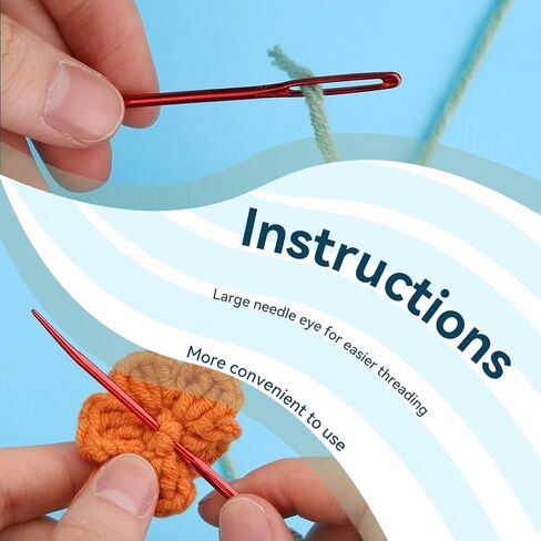 إبرة غزل WONVOC - 115 قطعة من إبر الرتق، إبر حادة للعين الكبيرة، إبر نسيج، إبر خياطة بلاستيكية كبيرة للعين، مستلزمات وأدوات الحياكة، مثالية لإنهاء مشاريع الكروشيه in Kuwait