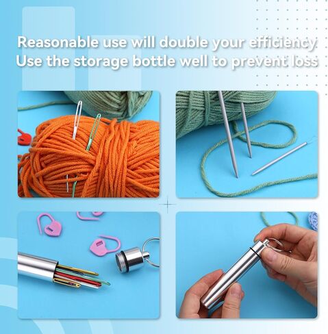 إبرة غزل WONVOC - 115 قطعة من إبر الرتق، إبر حادة للعين الكبيرة، إبر نسيج، إبر خياطة بلاستيكية كبيرة للعين، مستلزمات وأدوات الحياكة، مثالية لإنهاء مشاريع الكروشيه in Kuwait