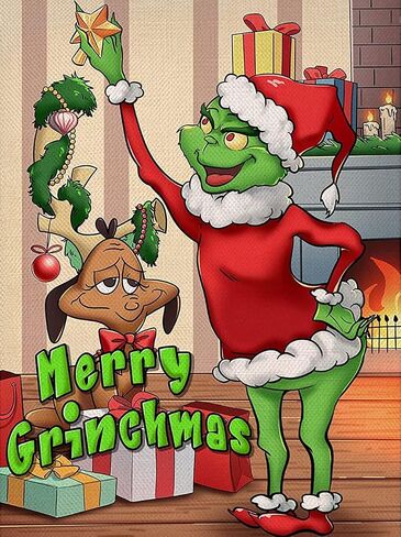 مجموعات الطلاء الماسي لعيد الميلاد من NAIMOER للبالغين، مجموعات فنية ماسية Grinch الماسية من Geming لديكور الحائط المنزلي, 12X16in in Kuwait
