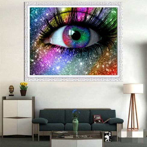 eniref 5d Diamond Painting,Diamond Art Kits for Adults Colorful Eyes DIY Rhinestones Home Wall Decoration Paint by Numbers Gem Art Crafts for Kids Adults Children(Canvas Size: 11.8 X 15.75 in in Kuwait