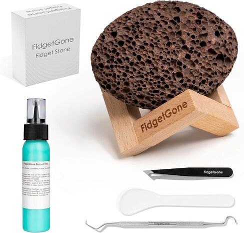 Pick Stone for Anxiety Relief, Pick Peel Calming Stone, Reduce Stress Fidget Picky Stone kit with Display Stand for Dermatillomania, ADHD, OCD in Kuwait