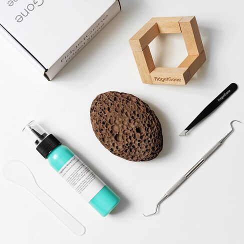 Pick Stone for Anxiety Relief, Pick Peel Calming Stone, Reduce Stress Fidget Picky Stone kit with Display Stand for Dermatillomania, ADHD, OCD in Kuwait