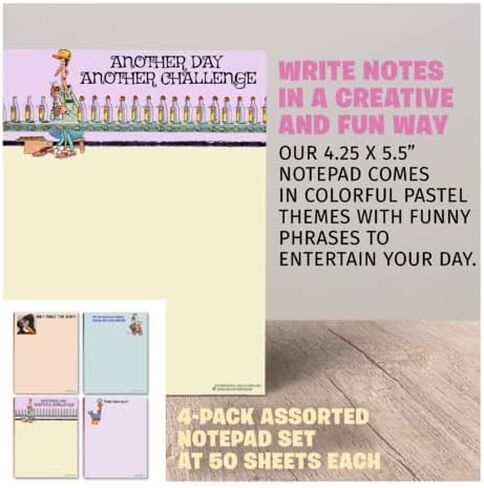 Stonehouse Collection 4 Funny Notepad Assorted Pack - Great Gift Set - 4.25 x 5.5in - 50 Sheets Per Pad (Humorous Set #1) in Kuwait