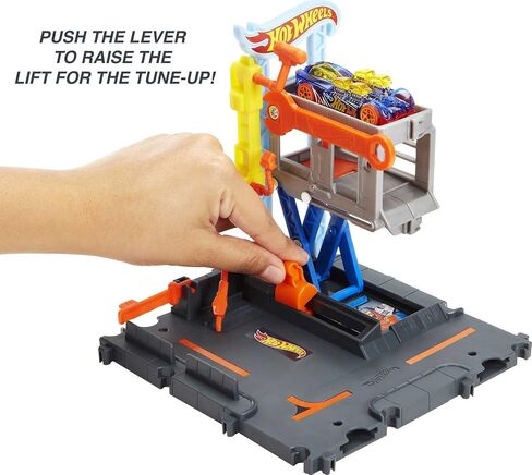 Hot Wheels City Toy Car Track Set Downtown Repair Station Playset with 1:64 Scale Vehicle, Working Lift & Launcher in Saudi Arabia