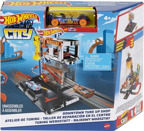 Hot Wheels City Toy Car Track Set Downtown Repair Station Playset with 1:64 Scale Vehicle, Working Lift & Launcher in Saudi Arabia