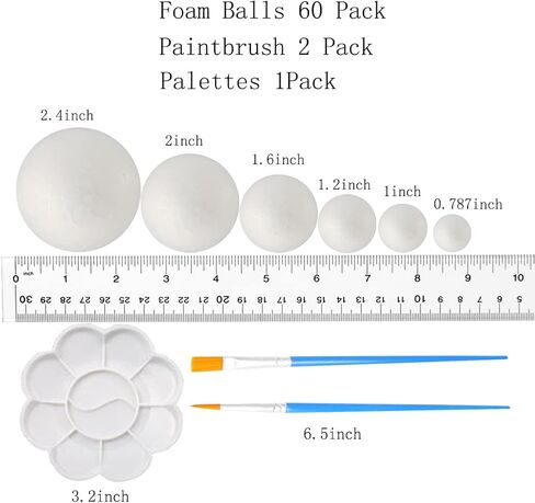 FFchuanhe 50pcs Foam Balls for Crafts DIY Styrofoam Round Balls 1-2.4in in Saudi Arabia