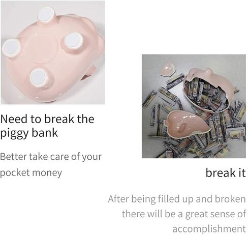 PIG WORLD Piggy Bank للبالغين يجب أن ينكسر لفتحه، بنك Piggy للأطفال آمن، سيراميك Alcancias De Dinero para Adultos Niños، صندوق نقود حقيقي للهدايا النقدية، بنك العملات المعدنية، بنك Piggy للفتيات للأولاد، جرة نصيحة in Kuwait