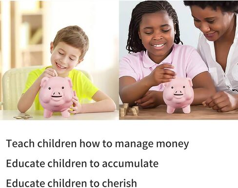 PIG WORLD Piggy Bank للبالغين يجب أن ينكسر لفتحه، بنك Piggy للأطفال آمن، سيراميك Alcancias De Dinero para Adultos Niños، صندوق نقود حقيقي للهدايا النقدية، بنك العملات المعدنية، بنك Piggy للفتيات للأولاد، جرة نصيحة in Kuwait