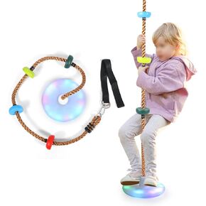 RedSwing LED Disc Swing for Kids，Tree Swing Climbing Rope with Platforms, Reliable and Secure Outdoor Round Swing for Backyard Multicolor in Kuwait