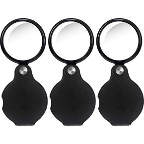 HESTYA 8 Pack 10X Mini Magnifying Glass Folding Pocket Magnifier Glass Loupe with Black Rotating Protective Holster for Reading Newspaper, Book, Magazine, Hobby, Jewelry in Saudi Arabia