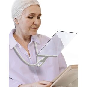 Magnifying Glass for Reading 5X Hands Free 5.3''x 8.7'' Magnifier Neckwear Large Full Page View, for Seniors, Men and Women, Magnifying Lens for Sewing Cross Stitch Needlepoint Jewelry Coins(White) in Kuwait