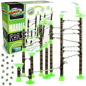 Marble Genius Marble Rails Extreme Set, 625 Piece Marble Run for Kids 8+ (55 Marbles, 80 Rail Pieces, 20 Base Pieces & More), STEM, Full-Color Instructions, Great for Kids & Teens