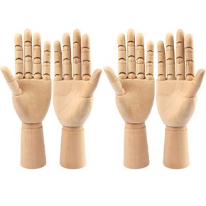 Wooden Hand Model, 2 PCS, 12 Inches Left and Right Hand Art Mannequin Figure with for Hand Jewelry Display, Decoration, Sketching, by GNIEMCKIN. in Saudi Arabia