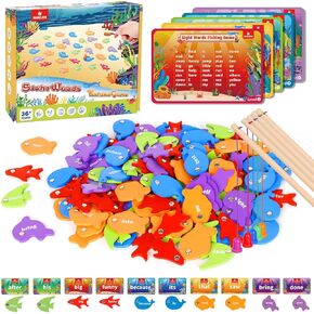 IKUKUER 456 قطعة خشبية لصيد الأسماك الكلمات لعبة اللعب في وقت مبكر مونتيسوري التعلم البصر الكلمات الأبجدية الأسماك اصطياد لغز ألعاب اللعب in Kuwait