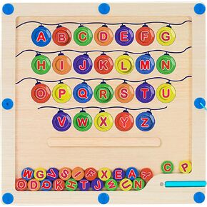 لوحة متاهة الحروف الأبجدية المغناطيسية مع 4 بطاقات نشاط، ألغاز حروف مغناطيسية خشبية، ألعاب تعلم الحروف الأبجدية ABC للأطفال الصغار، ألعاب المهارات الحركية الدقيقة هدايا للأطفال من عمر 3 4 5 سنوات لعبة مونتيسوري in Kuwait