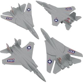 TimMee Plastic Army Men Combat Fighter Jets - 4pc Black Airplanes Made in USA