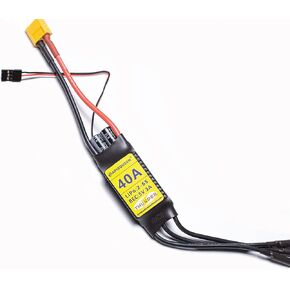 APISQUEEN 2-6S 40A ESC Electric Speed Controller 5V 3A BEC with XT60 & 4.0mm Plug for Airplane RC Drone Brushless Motors and Underwater Thruster