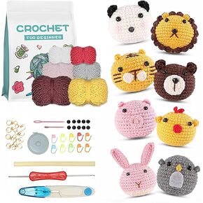 Maxmana Secret Crochet Kit for Beginners, 8PCS Crochet Animal Kit for Adults and Kids, Beginner Crochet Kit with Step-by-Step Video Tutorials, DIY Craft Supplies Birthday Holiday Gift (8PCS Animal) in Saudi Arabia