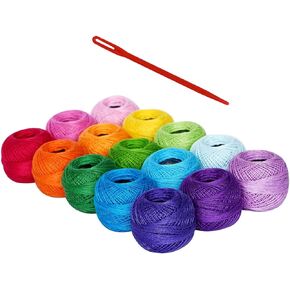 colored bird Size 8 Crochet Thread Kit Cotton Threads Balls kit 15 Popular Rainbow Colors with Knitting Needles for Beginners in Kuwait